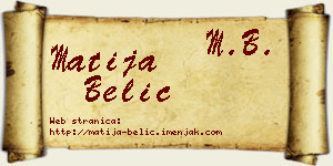 Matija Belić vizit kartica